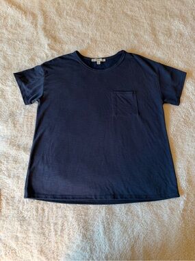 Classic Crewneck Pocket Tee - Gun metal Blue